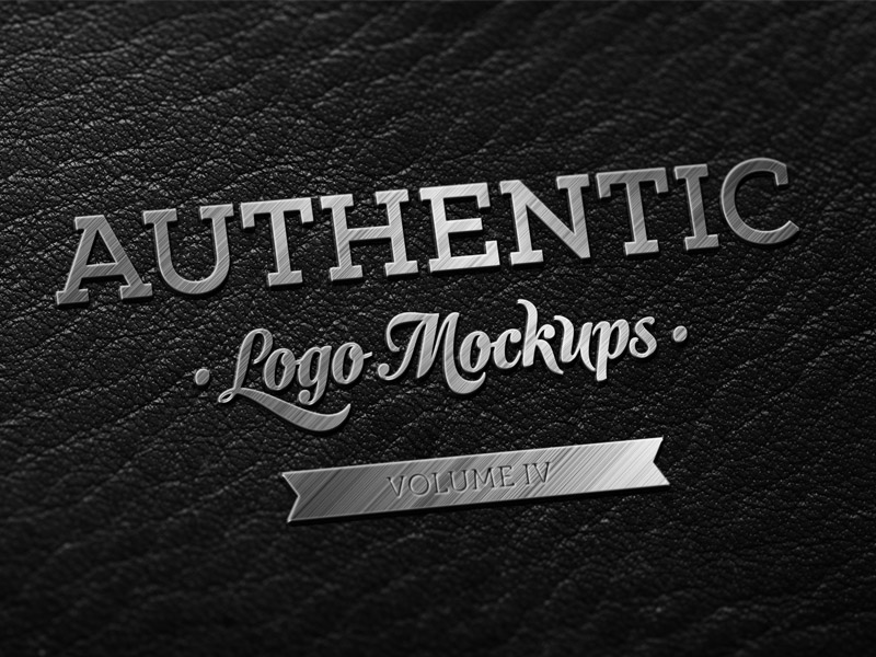 Metallic Finish on Dark Leather Logo Mockup