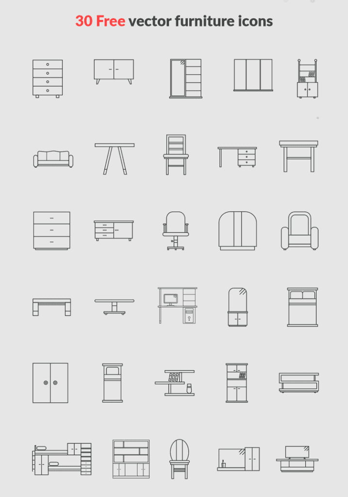 30 Free vector furniture icons