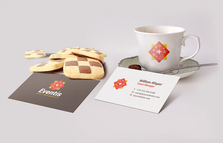 Business Card And Coffee Cup Scene