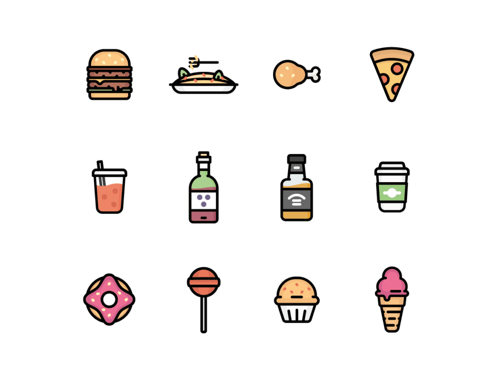 12 free food icon set