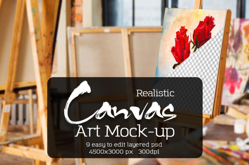 Art Canvas Realistic Studio MockUp