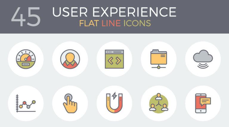 45 Free Flat Line User Experience Icons