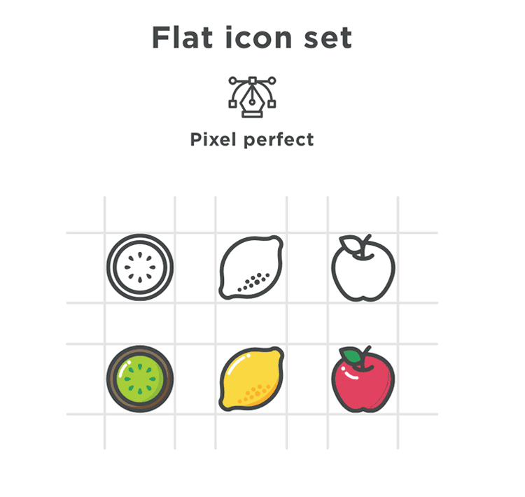 Free Flat Fruits Vector line icons