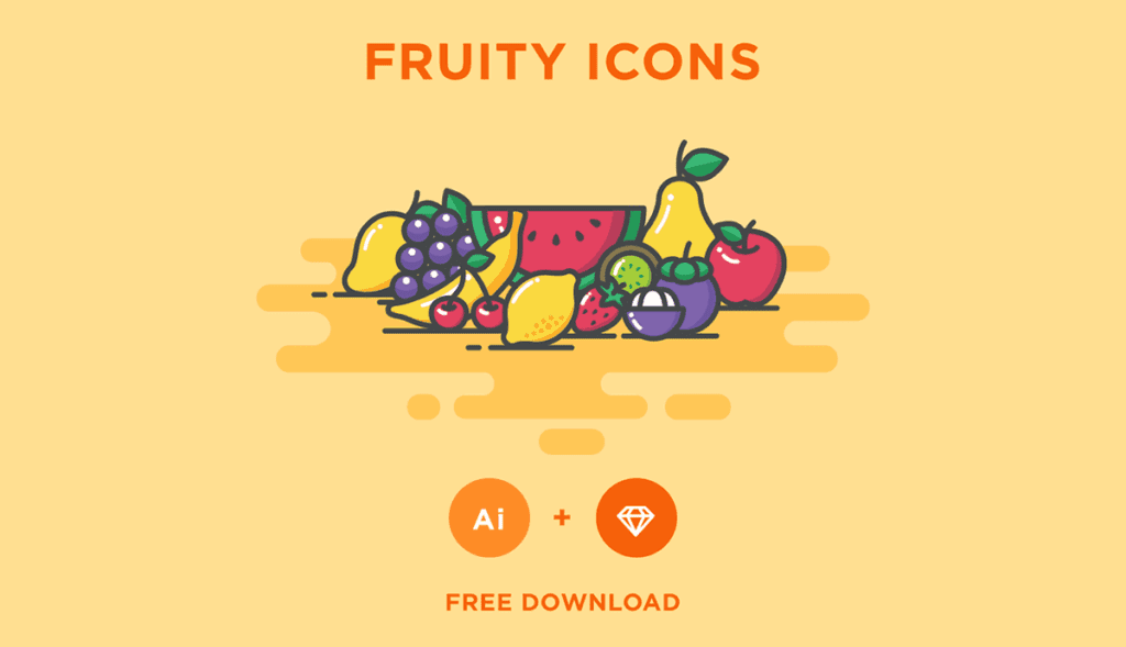 Free Flat Fruits Vector line icons