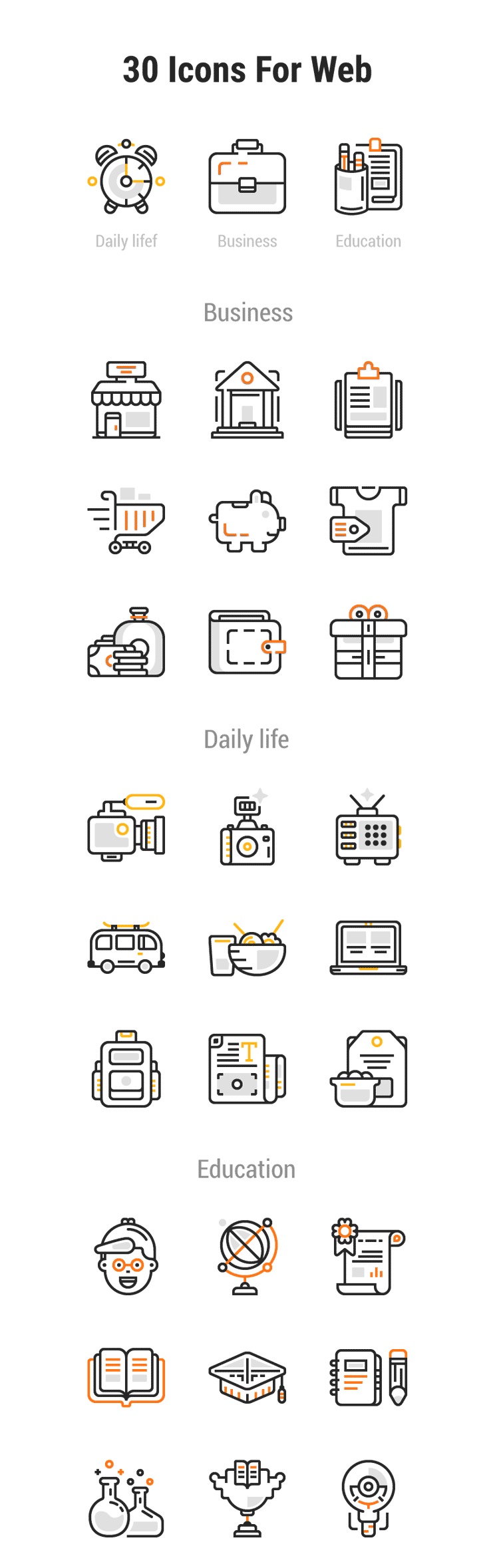 30 Free Web Design Line Icons