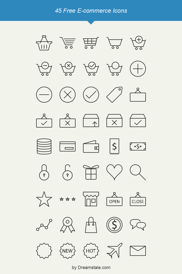 45 Vector Outline E-commerce Icons